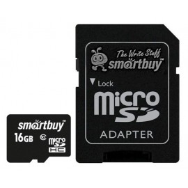 MicroSDHC 16GB Class10 + SD адаптер Smart Buy