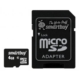 MicroSDHC 4GB Class10 + SD адаптер Smart Buy