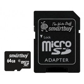 MicroSDHC 64GB Class10 + SD адаптер Smart Buy