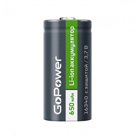 Li16340 RCR123A без защиты 650mAh 3.7V GoPower