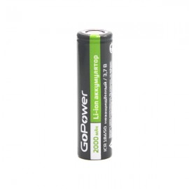 Li18650 2000mAh 3.7V без защиты, плоский контакт GoPower